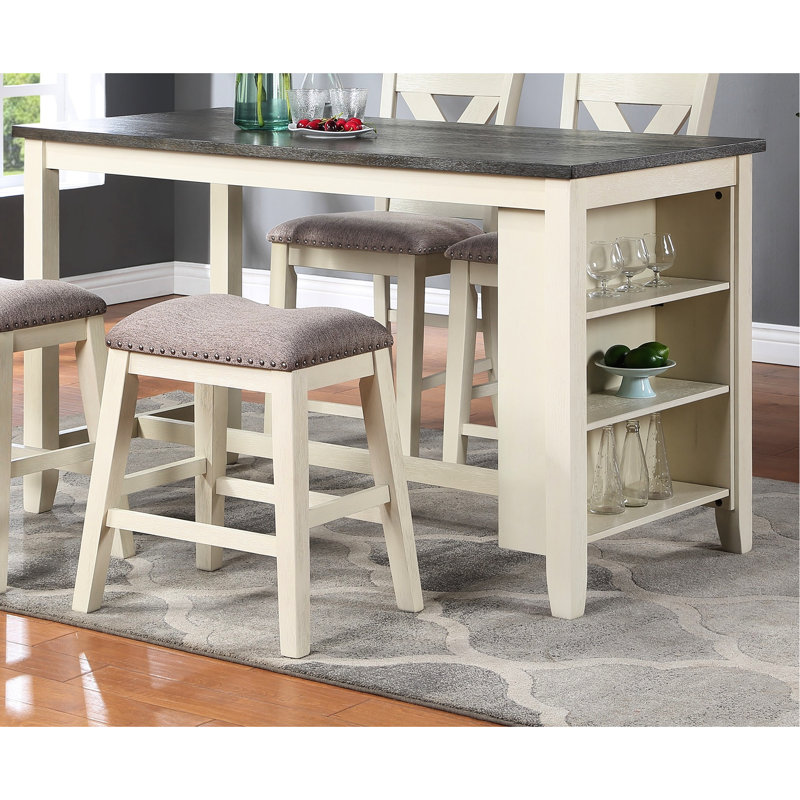 Chaise de salle à manger contemporaine (lot de 2) - Assise avec coussin crème, pieds en bois massif, assise haute aspect lin
