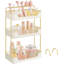 Organisateur de maquillage à 3 niveaux avec accessoires personnalisables - Porte-bijoux et porte-bijoux peu encombrant pour meuble-lavabo, chambre à coucher ou salle de bain - Fabrication robuste en métal et en plastique PET