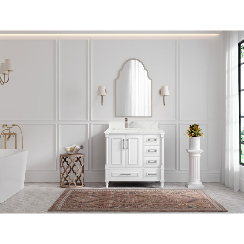 Aberdeen 36'' Single Bathroom Vanity with Top, Calacatta Laza