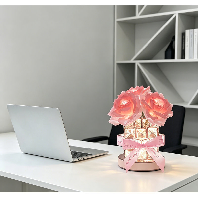 Lampe de table en cristal Rose, Rose