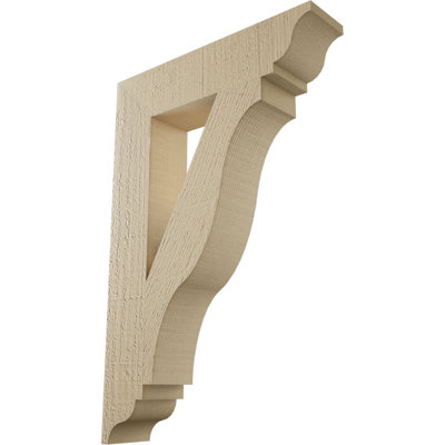 Timberthane Rough Cedar Faux Wood Funston Traditional Bracket, 3 1/2"W x 16"D x 24"H, Primed Tan