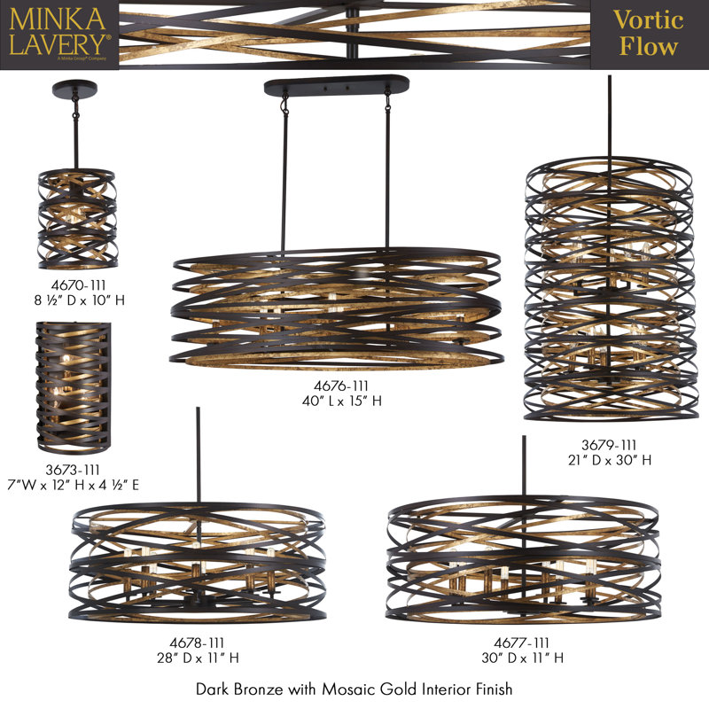 Brayden Studio Harnett Dark Bronze Finish Pendant Light, 9" H x 26" W x 26" D