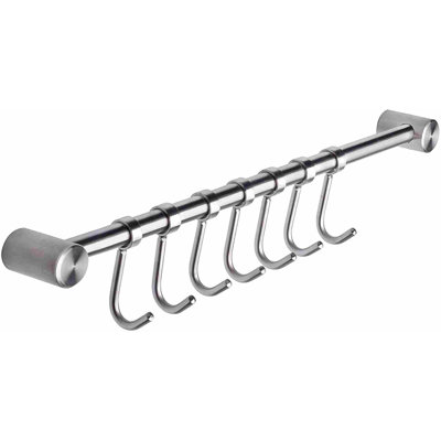 304 Stainless Steel Kitchen Utensil Racks With 7 Sliding Hooks Hangers Wall Mounted 15"