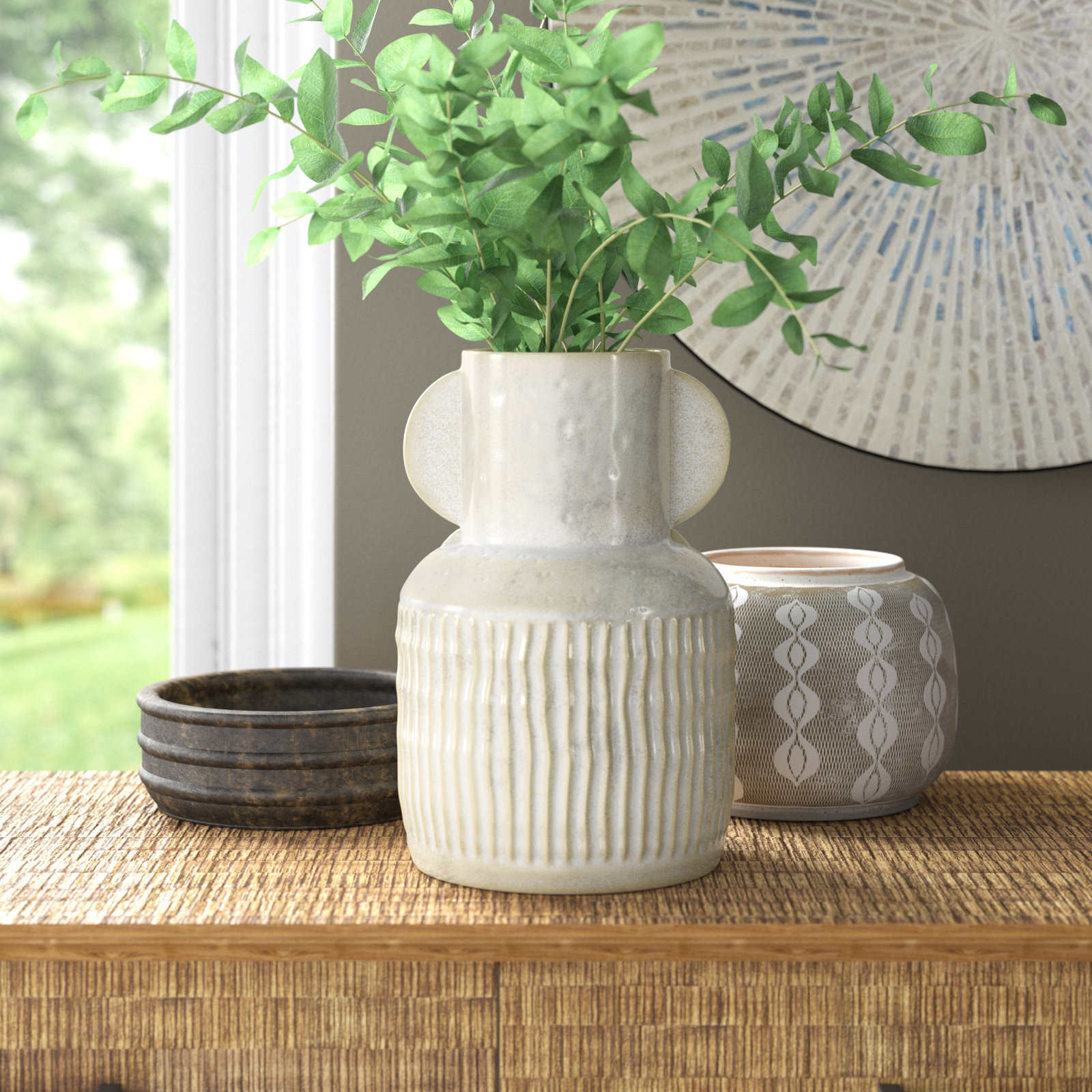 Davin Ceramic Table Vase, 12" H x 8" W x 8" D