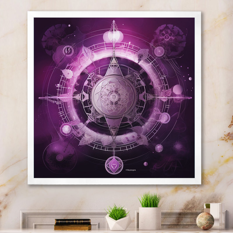 Mystique fuchia sacré Chakra portail I, H 16 po x l 16 po x P 1 po, Cadre simple blanc