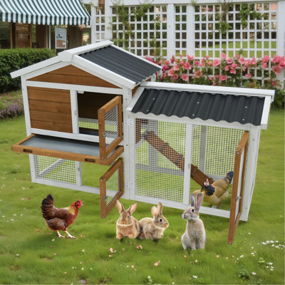Cage à lapin 58 po pour animaux de compagnie de petite à moyenne avec escalier et plateau de nettoyage 58 po