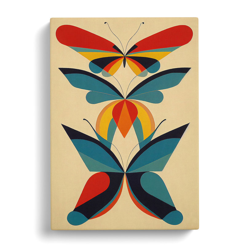 XC1022-3786X Retro Butterflies No.3 - Wrapped Canvas Print, 50cm H x 35cm W x 3cm D