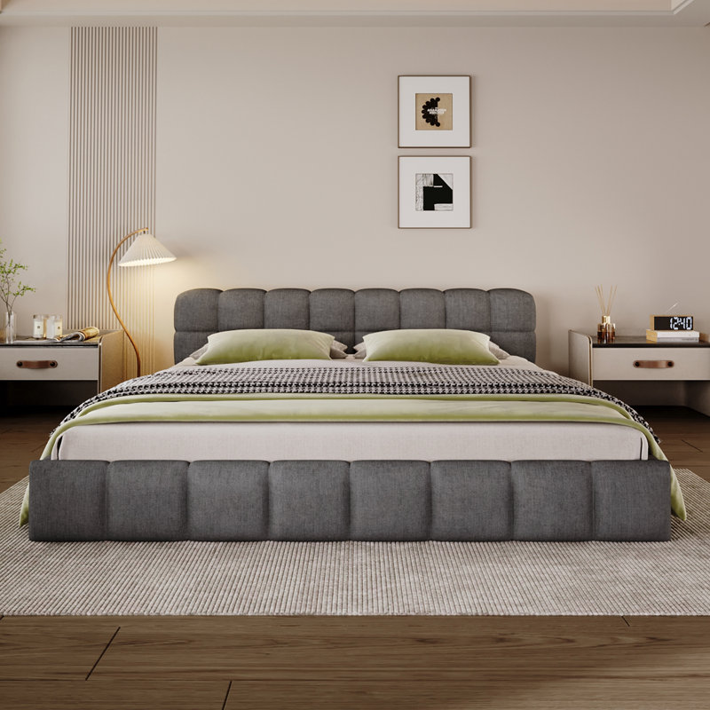 Lit tapissier grand avec chenille Roomfitter, gris, Gris, Grand lit