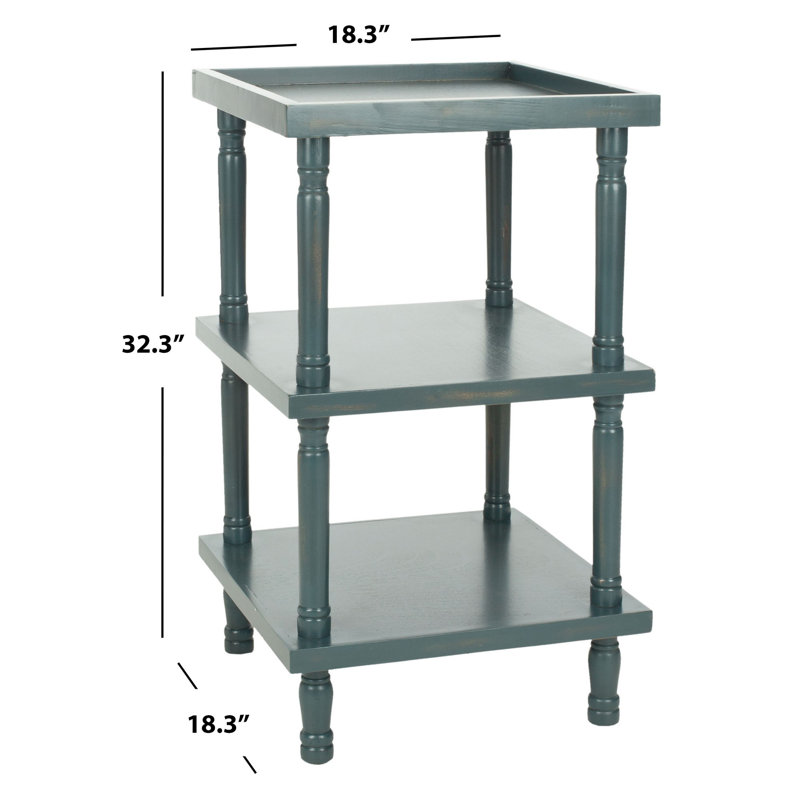 Sadie Solid Wood Tray Top End Table, Dark Teal