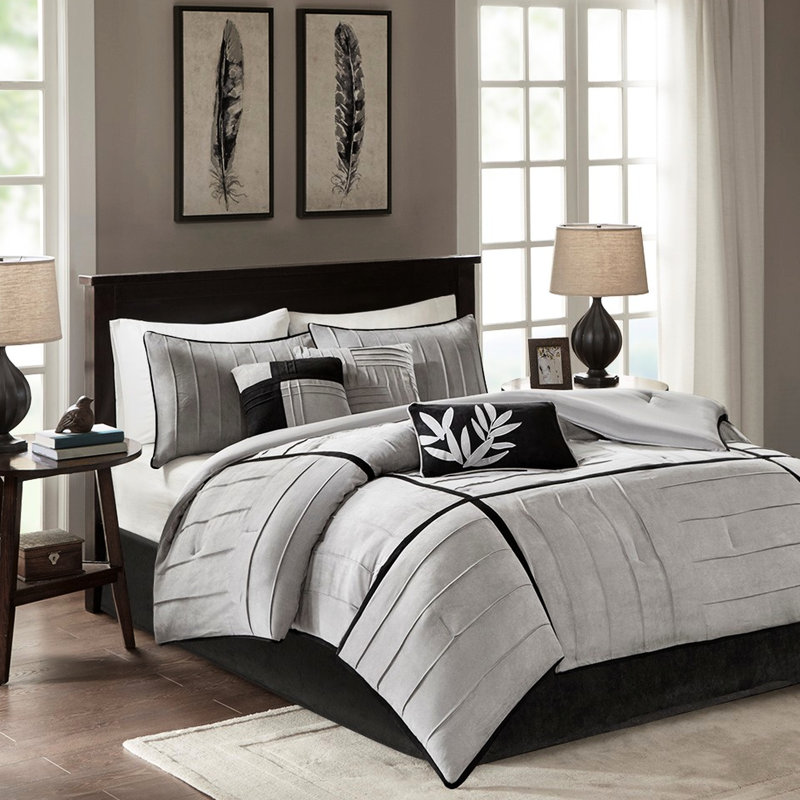 Édredon en faux suède beige très grand - 8 oz / yd2, rembourrage doux au toucher, détail élégant, Gris