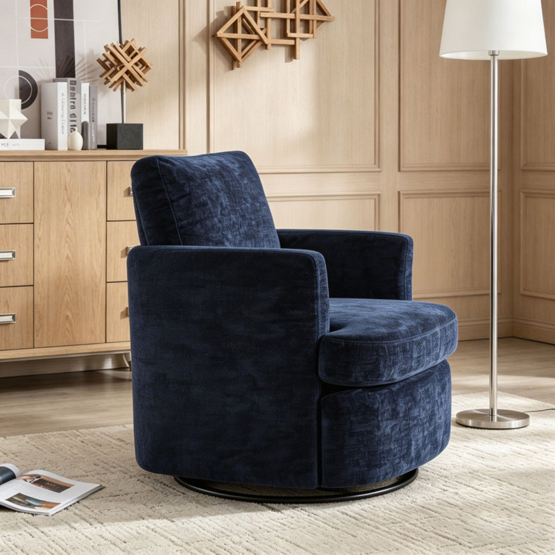 Fauteuil demi-tonneau pivotant à 360 degrés, Bleu