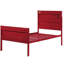 Lit simple moderne rouge avec structure en métal et panneaux de style contemporain-963350674