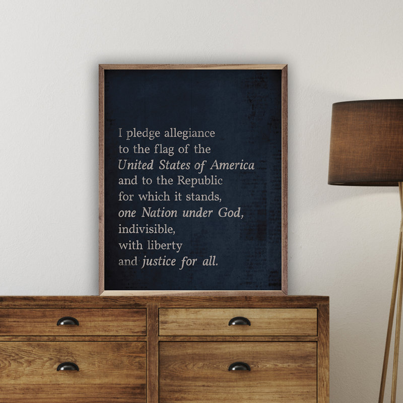 «Pledge of Allegiance» rétro bleu, Blue, H 20 po x l 16 po