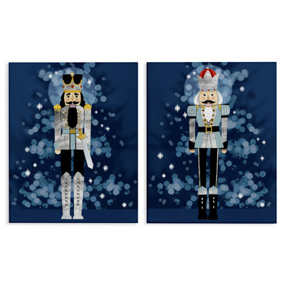 Blue Nutcracker Figures  2 PC Canvas Wall Art Set by Grace Popp