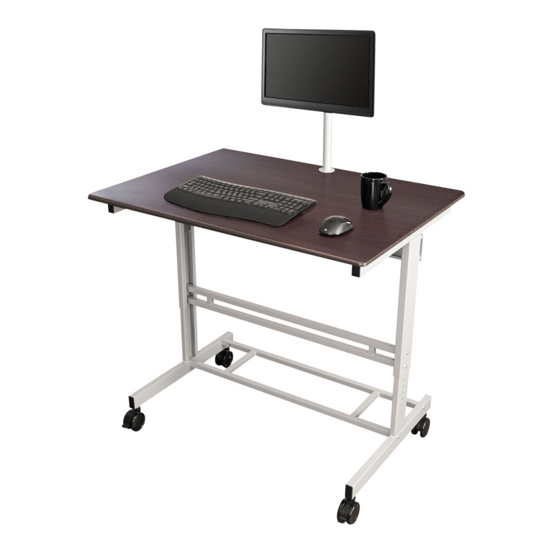 Bureau debout à hauteur réglable Zarella, H 42,75 po x l 39,25 po x P 28,5 po, Noyer foncé / argent