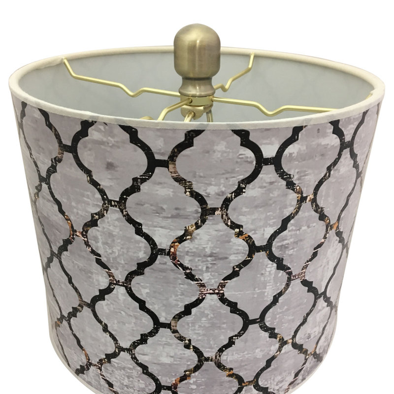 Lampe de table 28" marocain tile Meyerson, Laiton antique, Crème