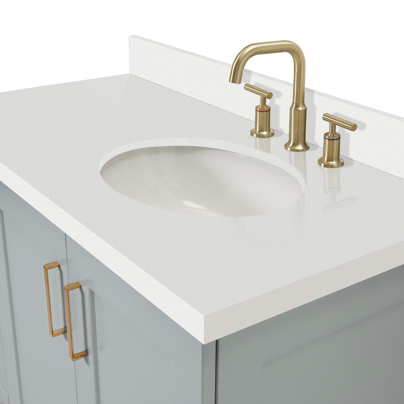 43 IN.  Single Bathroom Vanity, Gray, Rectangular, Right 