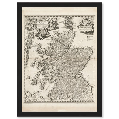 Visscher 1689 Antique Pictorial Map Kingdom Scotland UK - Single Picture Frame Print