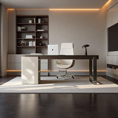 Premium Smoked Wood Veneer Desktop Desk