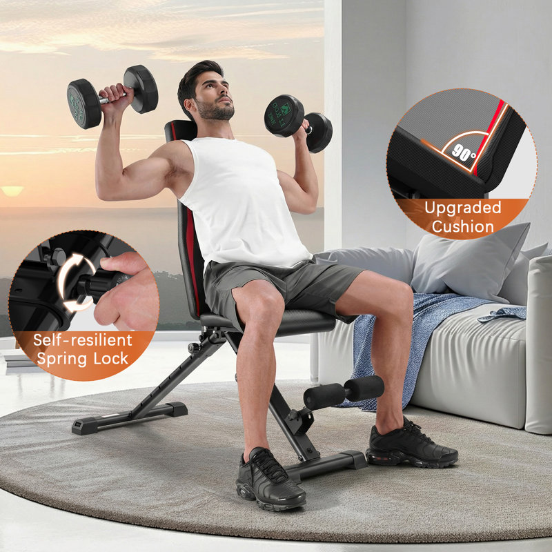 Banc de musculation Fitness, banc réglable inclinable / inclinable / inclinable 900 lb avec pliage et installation rapides, banc de musculation