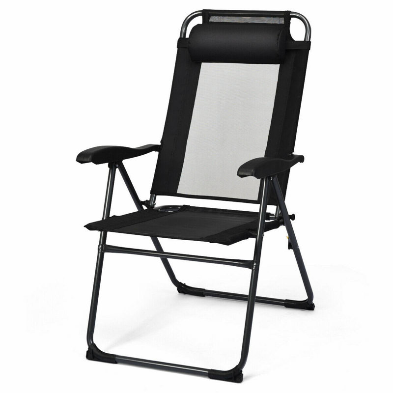 4 chaises de patio inclinables et réglables pour le patio, Black