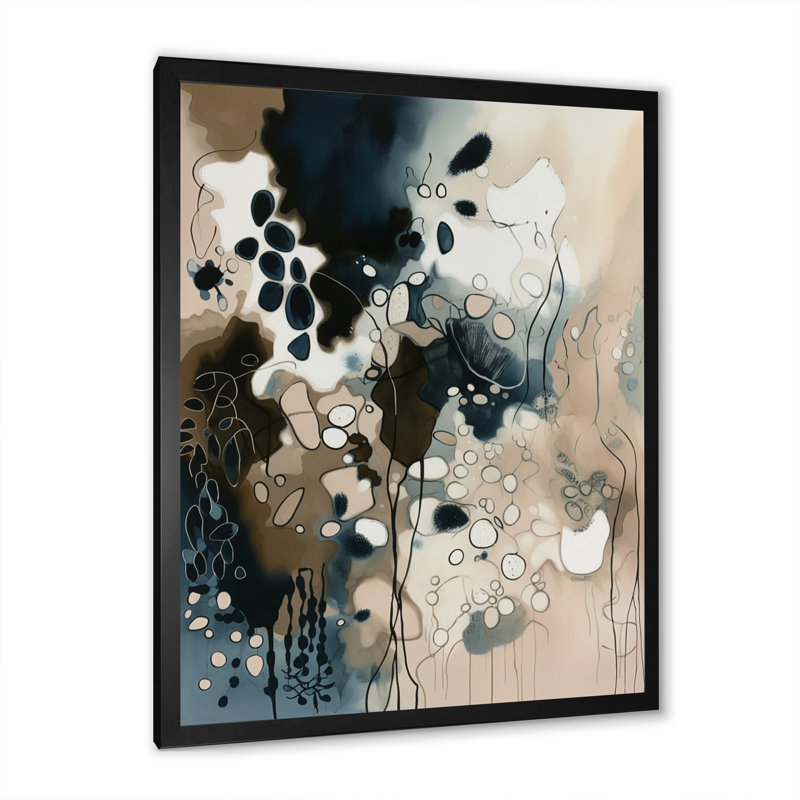 Blue Reflections I - Abstract Wall Art Living Room, Cadre photo noir, H 20 po x l 12 po
