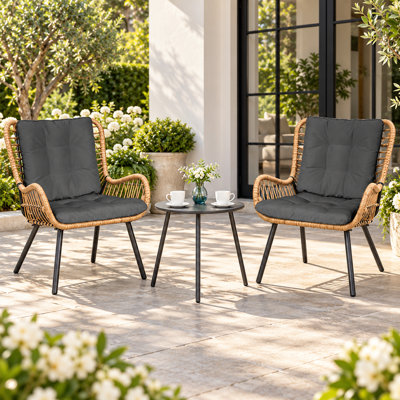 3-Piece High-Back Wicker Seating Group with Cushions