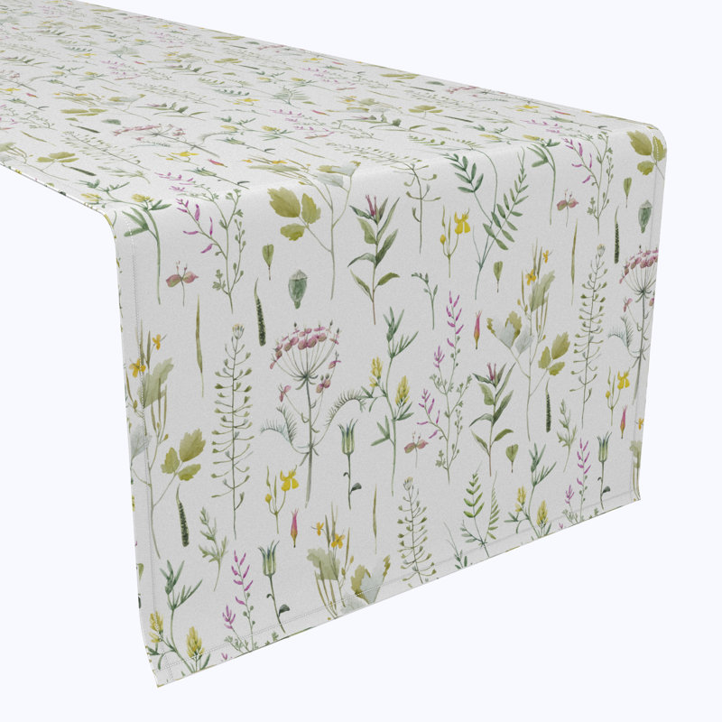 Table Runner, 100% Cotton, 16X108", Botanical Stripe, 90" L x 16" W