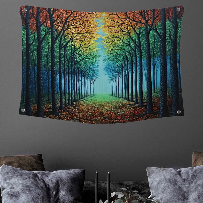 Tapisserie murale forêt - décoration murale nature, H 68 po x l 80 po