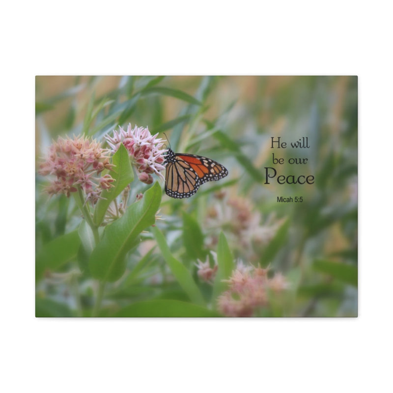 «Be Our Peace Micah 5: 5 Bible Verse Canvas», art mural chrétien, H 18 po x l 24 po