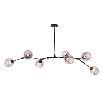 Lustre linéaire transitionnel en verre fumé 7 lumières