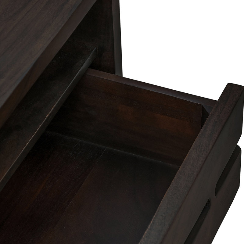 Madagascar 1 - Drawer Solid Wood Nightstand, Dark Brown