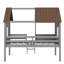 Lit mezzanine simple en bois gris avec fenêtres latérales