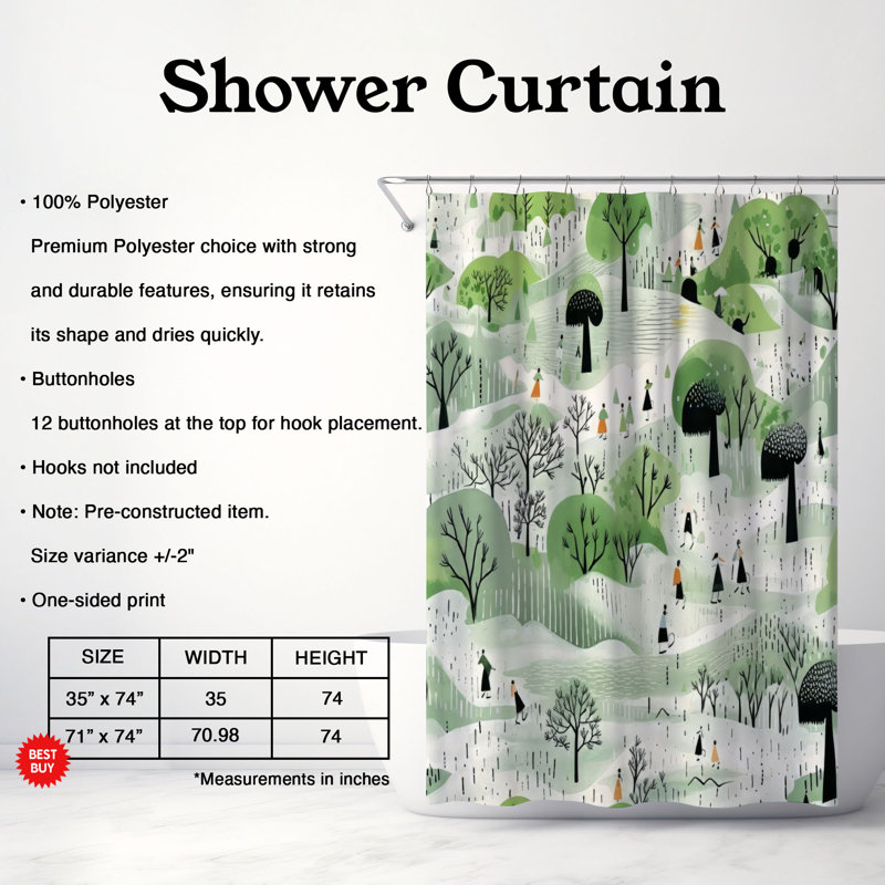Rideau de douche Wet Serenity - Premium, H 74 po x l 71 po