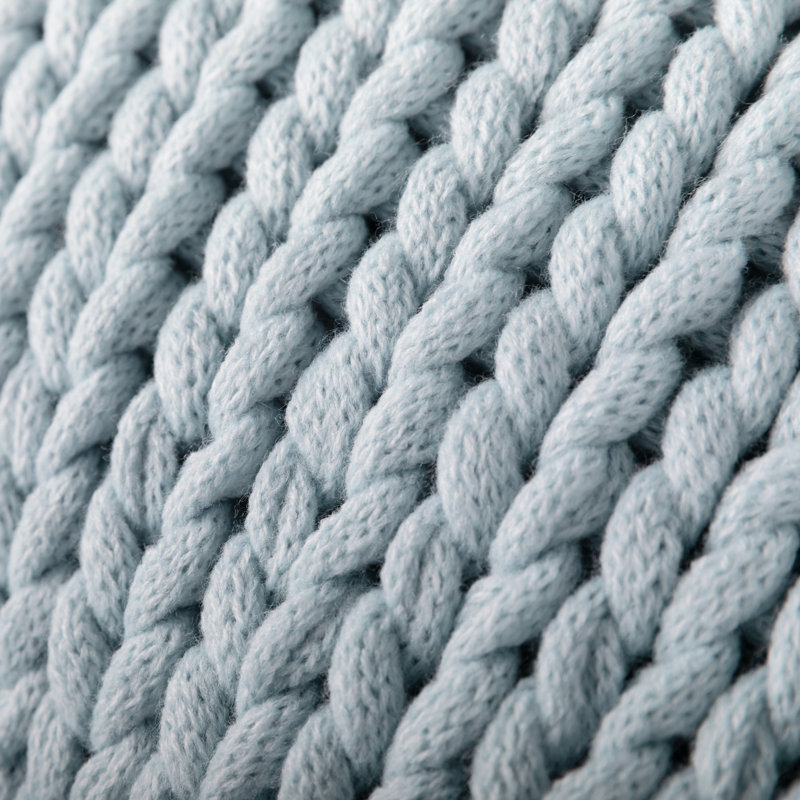 Handmade Chunky Knit Throw Blanket, Blue