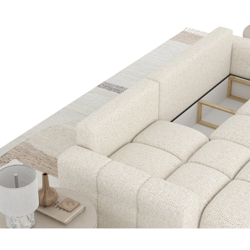 4 Seater Sofa Bed, Cream Boucle