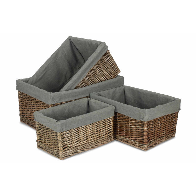 Fleur De Lis Living Wicker Decorative Basket, Antique Wash/Grey