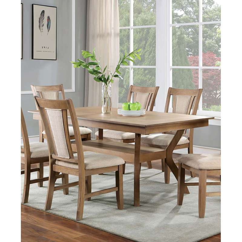 Table de salle à manger moderne avec tablette inférieure ouverte 1pc, Naturel, H 30,25 po x L 64 po x l 38 po
