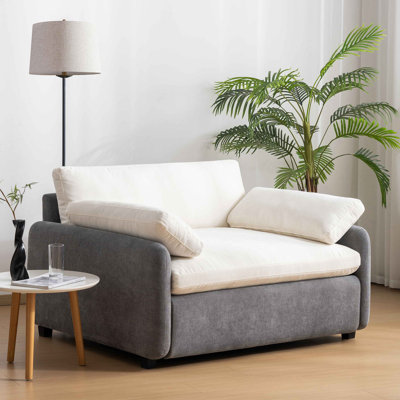 50*43" Oversized Chenille Single Sofa Chair, Wide And Deep Seat Accent Chair, Modern Upholstered Comfy Armchair, Couch Lounge With Pillows For Living Room&Apartment