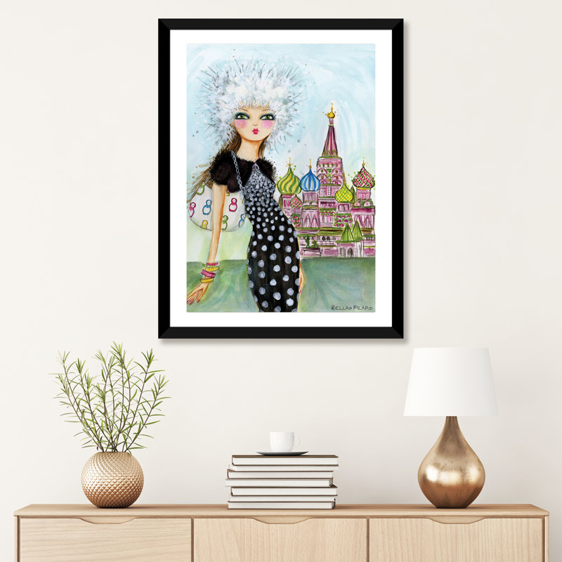 Art de Moscou, H 32 po x l 24 po x P 1 po, Papier avec cadre noir