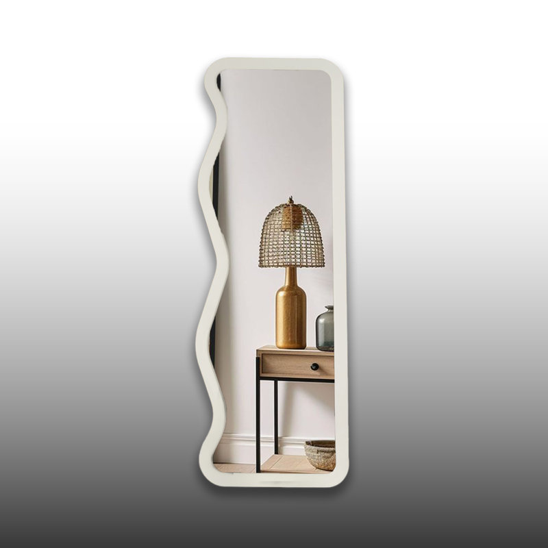Unique Freestanding Curved Full Length Mirror, White