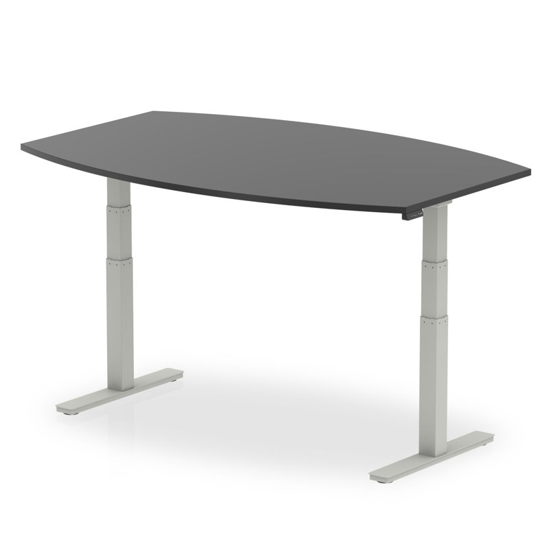 Boat Shaped Conference Table, 131cm H x 180cm W x 120cm D, Black/Silver