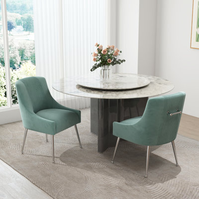 Chaise d'appoint rembourrée en velours Farr avec pieds argentés Farr