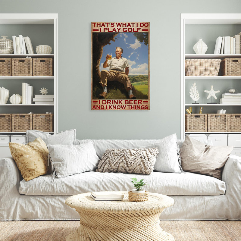 «Man I Play Golf I Drink Beer», reproduction d'art graphique sur toile tendue 1 pièce, L 16 po x H 20 po
