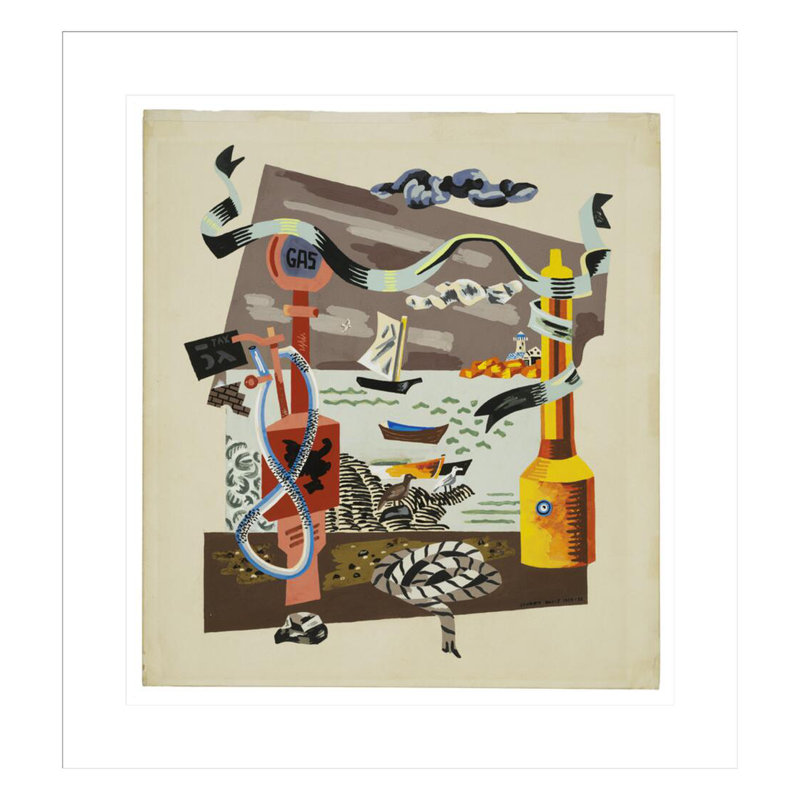 «Gas Pompes» par Stuart Davis - reproduction d'art numérique encadrée, 25.47" H x 23.5" W