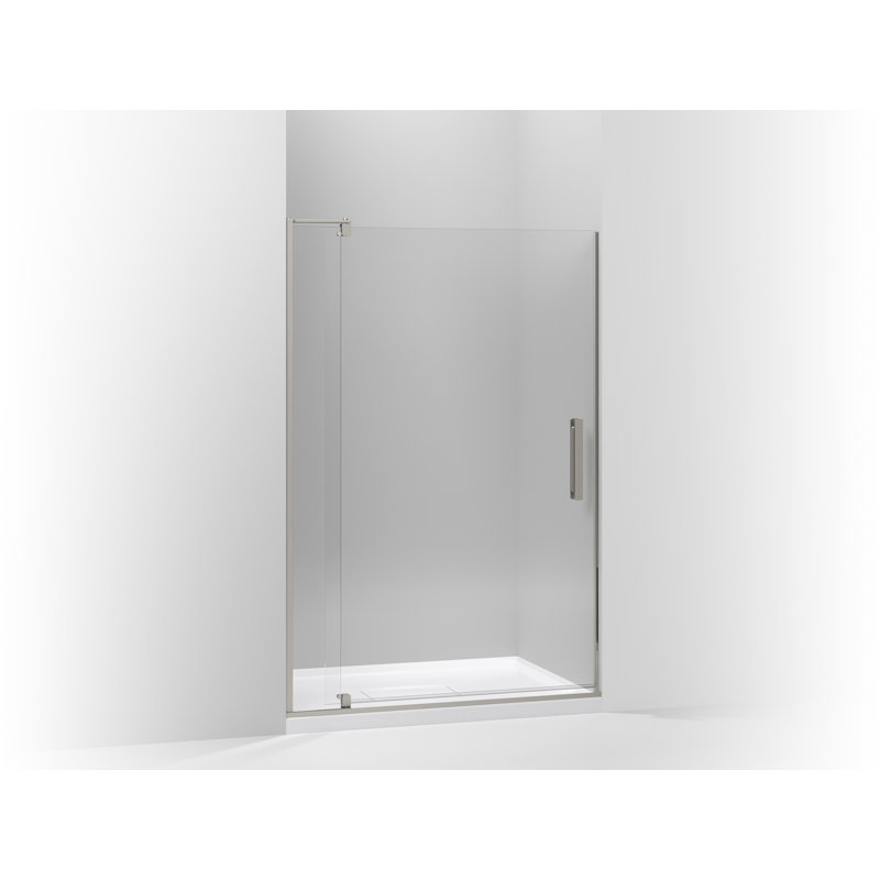 Revel 48'' x 74'' Pivot Shower Door with CleanCoat Technology, Bright Polished Silver, Frosted
