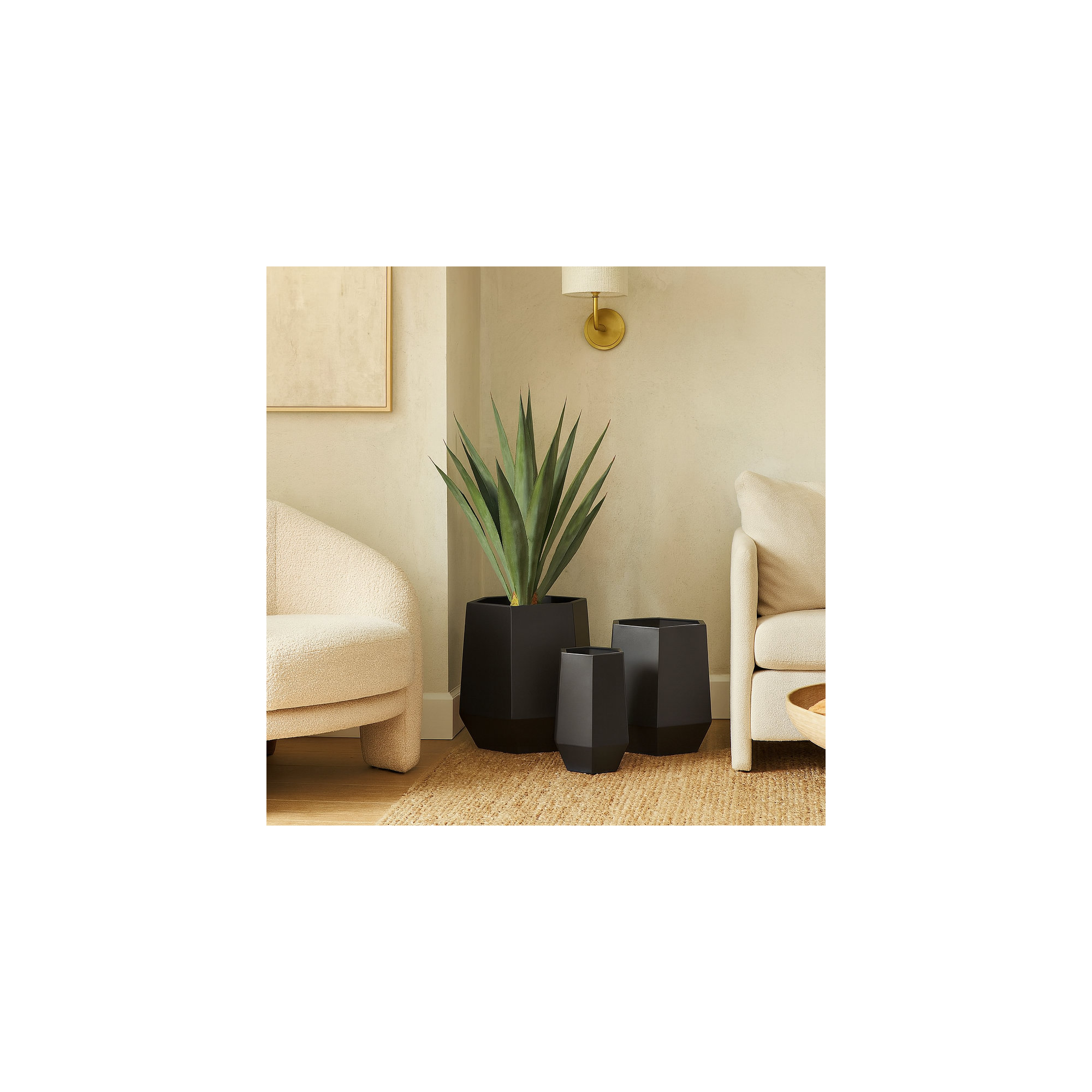 Esta Metal Planter - Set of 3, Black