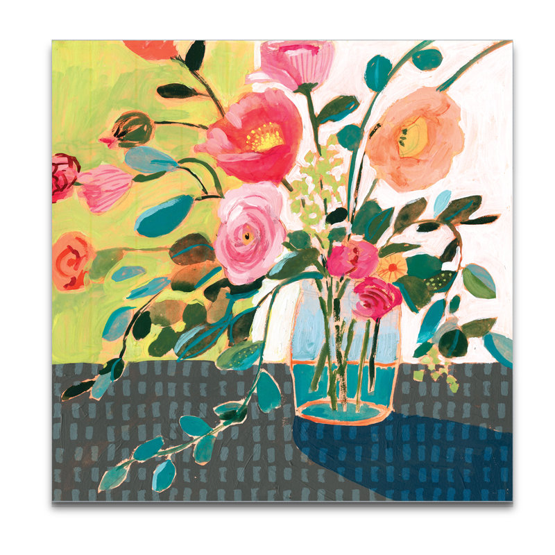 « excentrique bouquet ii », peinture, H 24 po x l 24 po x P 1,5 po, Toile tendue