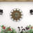 Metal Indoor Outdoor Sun Brown Wall Decor with Distressed Copper Like Finish