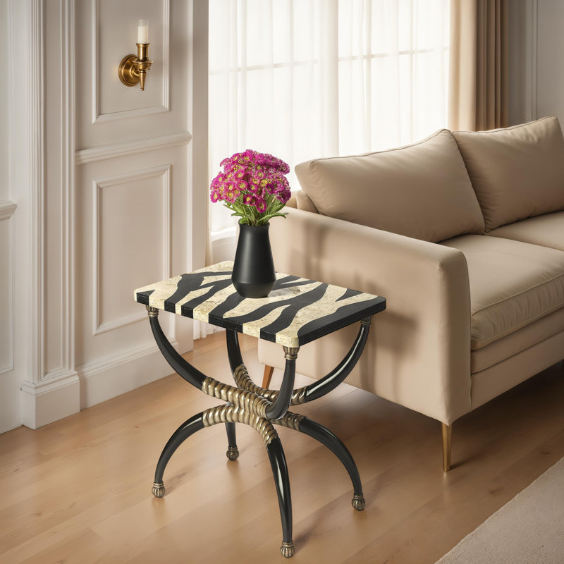 Rankins 16"W Rectangular Fossil Stone Side Table